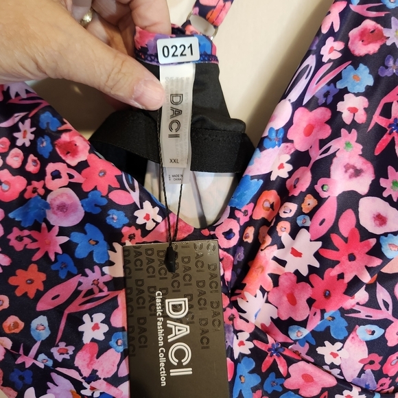 Daci Tankini Swim Top XXL Floral Crisscross Adjustable Strap Swim Camisole - Picture 5 of 13